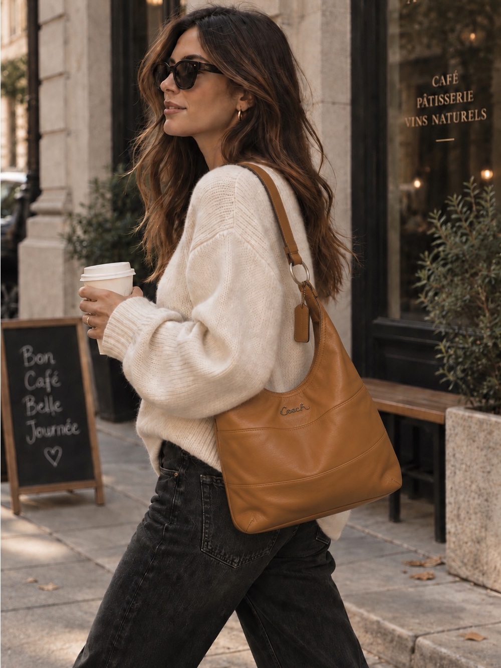 Coach F17116 Cognac Leather Hobo Shoulder Bag Y2K